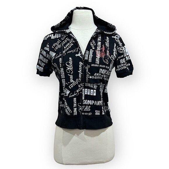 Feathers Royal Motor Company Short Sleeve Full Zip Hoodie Medium - Picture 2 of 16